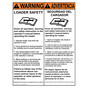 English + Spanish ANSI WARNING LOADER SAFETY Know all operation, warning and safety Sign With Symbol AWB-14500