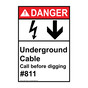 Portrait ANSI DANGER Underground Cable Call digging #811 Sign with Symbol ADEP-14043