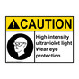 ANSI CAUTION Intensity Ultraviolet Eye Skin Protection Sign with Symbol ACE-3655