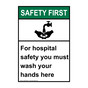 Portrait ANSI SAFETY FIRST For hospital safety Sign with Symbol ASEP-26594