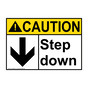 ANSI CAUTION Step Down Sign with Symbol ACE-5890