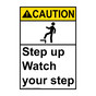 Portrait ANSI CAUTION Step Up Watch Your Step Sign with Symbol ACEP-9498
