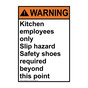 Portrait ANSI WARNING Kitchen employees only Slip hazard Sign AWEP-28373