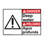 English + Spanish ANSI DANGER Deep Water Sign With Symbol ADB-2075