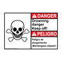 English + Spanish ANSI DANGER Drowning Danger Keep Off! Sign With Symbol ADB-8036