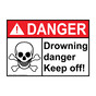 ANSI DANGER Drowning Danger Keep Off! Sign with Symbol ADE-8036