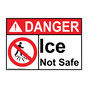 ANSI DANGER Ice Not Safe Sign with Symbol ADE-9430