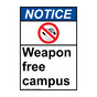 Portrait ANSI NOTICE Weapon Free Campus Sign with Symbol ANEP-16321