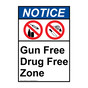 Portrait ANSI NOTICE Gun Free Drug Free Zone Sign with Symbol ANEP-8126