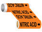 ASME A13.1 Nitric Acid Wide Pipe Label PIPE-23920_WideRoll_Black_on_Orange