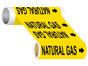 ASME A13.1 Natural Gas Wide Pipe Label PIPE-23915_WideRoll_Black_on_Yellow