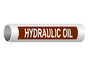 ASME A13.1 Hydraulic Oil Pipe Label PIPE-23705_White_on_Brown