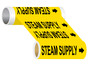ASME A13.1 Steam Supply Wide Pipe Label PIPE-24260_WideRoll_Black_on_Yellow