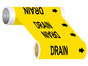 ASME A13.1 Drain Black On Yellow Wide Pipe Label