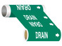 ASME A13.1 Drain White On Green Wide Pipe Label