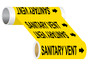 ASME A13.1 Sanitary Vent Wide Pipe Label PIPE-24150_WideRoll_Black_on_Yellow