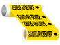 ASME A13.1 Sanitary Sewer Wide Pipe Label PIPE-24145_WideRoll_Black_on_Yellow