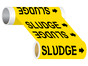 ASME A13.1 Sludge Wide Pipe Label PIPE-24190_WideRoll_Black_on_Yellow