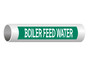 ASME A13.1 Boiler Feed Water Pipe Label PIPE-23130_White_on_Green