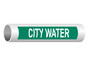 ASME A13.1 City Water White On Green Pipe Label PIPE-23220_White_on_Green