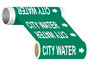 ASME A13.1 City Water White On Green Wide Pipe Label PIPE-23220_WideRoll_White_on_Green