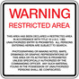 Warning Restricted Area Title 18 U.S.C. 1382 Sign NHE-16117