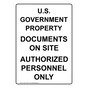 Portrait U.S. Government Property Sign NHEP-19981