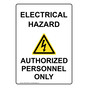 Portrait Electrical Hazard Authorized Sign With Symbol NHEP-25259
