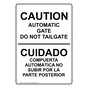 Caution Automatic Gate Bilingual Sign NHB-14382