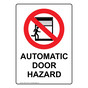 Portrait Automatic Door Hazard Sign With Symbol NHEP-14376