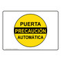 Caution Automatic Door Spanish Sign NHS-14926