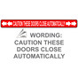 These Doors Close Automatically With Arrows Label NHE-13962