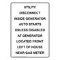 Portrait Utility Disconnect Inside Generator Sign NHEP-27009