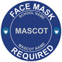 Blue Face Mask Required Round Floor Label with School Name and Mascot CS770283