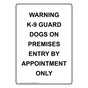 Portrait Warning K-9 Guard Dogs On Premises Sign NHEP-37875