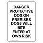 Portrait DANGER PROTECTIVE DOG ON PREMISES Sign NHEP-50322