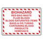 Biohazard Red Bag Waste Fluid Blood Blood Saturated Sign NHE-26822