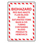 Portrait Biohazard Red Bag Waste Fluid Blood Sign NHEP-26822
