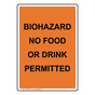 Portrait Biohazard No Food Or Drink Permitted Sign NHEP-26827