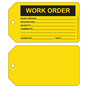 Yellow WORK ORDER Write-On Safety Tag CS277618