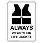 Portrait Always Wear Your Life Jacket Sign With Symbol NHEP-17173