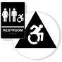 Black Braille Unisex RESTROOM Sign Set with Dynamic Accessibility Symbol RRE-120_190_DCTS_SetR_White_on_Black
