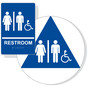 Blue ADA Braille Accessible Unisex RESTROOM Sign Set RRE-120_DCTS_Set_White_on_Blue