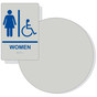 Pearl Gray on Blue California Title 24 Accessible Women's Restroom Sign Set RRE-130_DC_Title24Set_Blue_on_PearlGray