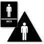 Black ADA Braille MEN Restroom Sign Set with Symbol RRE-145_DTS_Set_White_on_Black