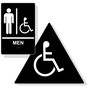 Black ADA Braille Accessible MEN Restroom Sign Set RRE-150_190_DTS_Set_White_on_Black