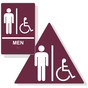 Burgundy ADA Braille Accessible MEN Restroom Sign Set RRE-150_DTS_Set_White_on_Burgundy