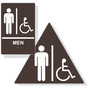 Dark Brown ADA Braille Accessible MEN Restroom Sign Set RRE-150_DTS_Set_White_on_DarkBrown