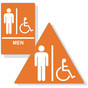 Orange ADA Braille Accessible MEN Restroom Sign Set RRE-150_DTS_Set_White_on_Orange