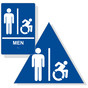 Blue Braille MEN Restroom Sign Set with Dynamic Accessibiity Symbol RRE-150R_DTS_Set_White_on_Blue